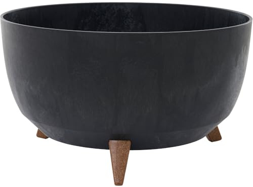 Siena Garden Pflanzgefäße Oslo Stone schwarz Betonoptik, 47 x 26,5 cm Kunststoff auf Füßen mit Einsatz