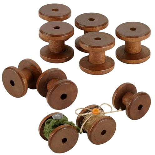 PH PandaHall 10pz Bobine di Legno Bobine di Filo Vuote Marrone, Rocchetti di Filo di Legno per Ricamo Cucito Gioielli Catene Avvolgimento Artigianato Fai da Te, 3.6x3.9cm