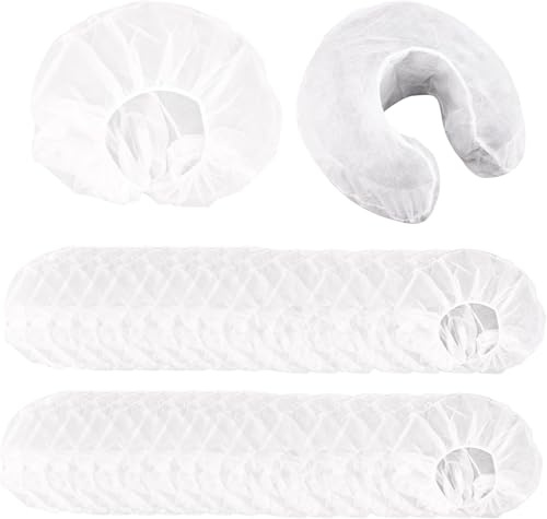 Dytabepl 50 unidades en forma de U desechables no tejidos cabeza cojines papel belleza spa cama manta masaje cara cuna cabeza fundas