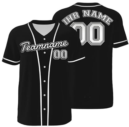 Personalisiert Custom t-Shirt Baseball Trikot Personalisierte Baseball Jersey Druck Namennummern schnelltrocknend atmungsaktiv Button-Down kurzärmelig Individuelle FüR Herren Damen Jugendliche