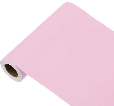 sourcing map Papier peint rose tendre, 500,4 x 15 cm, papier peint autocollant en vinyle de couleur unie pour revêtement mural