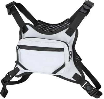 MGFLASHFORCE Chest Bag for Men and Women, Chest Rig Pack Front EDC Pouch Running Vest Phone Holder for Workout, Hiking and Outdoor Sports (White)