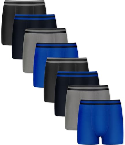 FM London 8-Pack Super Soft Boys Boxers, Cotton Rich Comfort Fit Boys Pants