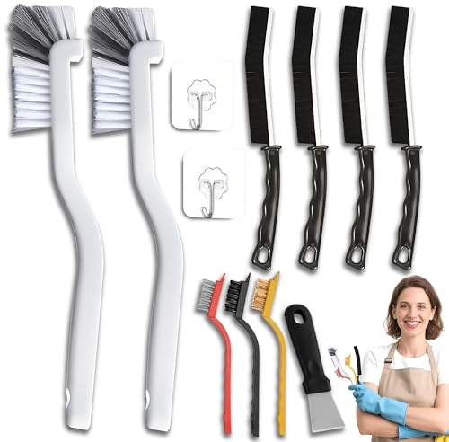 Fugenreinigungsbürste Set, Bad Reinigungsbürste (26cm*12) | Hartborsten Ecken Reinigungsbürste Spaltreinigungsbürste für Fliesenböden, Küche, Fahrzeug, Toilette