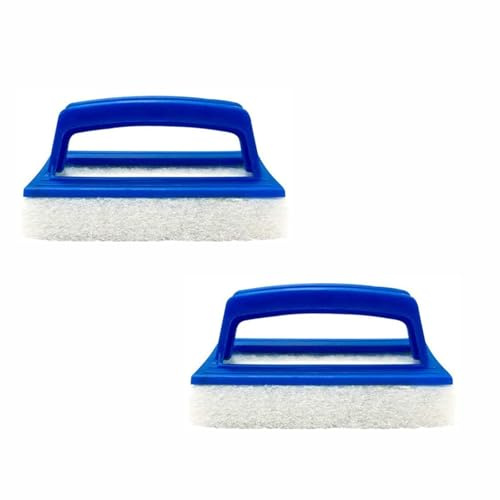 2 Stück Pool Schwamm Bürsten Kunststoff Schwimmbad Bürste mit Griff Wiederverwendbar Poolreinigung Handschrubber zum Reinigen von Schmutz und Moos (Blau)