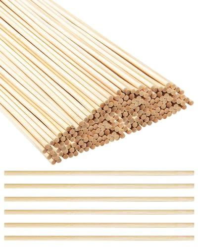 HUVZOR 50 Stück Holzstäbchen zum Basteln Zuckerwatte Stäbe Bastel Rundholz Holzstäbchen Bambusstäbe Holzstäbe zum Basteln 30cm x 3mm