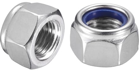 QUARKZMAN 10 Stück Gegenmuttern M22 x 2.5 Nylon-Einsatz Sechskant-Sicherungsmutter 304 Edelstahl Selbstsichernde Muttern Für Industrielle Bau Befestigungselemente Silber&Blau