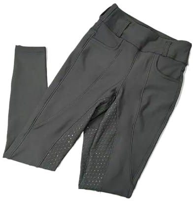 Ridsport leggings dam sport tights full silikon 4 sätt stretch hästbyxor med telefonficka kläder för kvinnor, Grå, XL