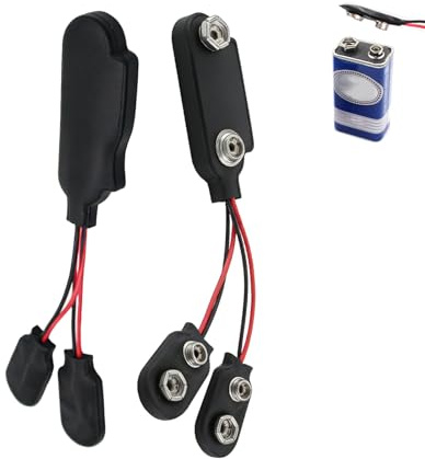 Yeeliv 2 connettori a clip per batteria da 9 V, adattatore per batteria da PP3 a PP9, connettore terminale batteria da 9 V con cavo tipo T per radio transistor vintage