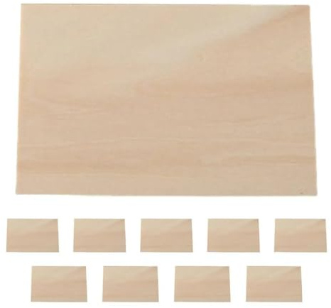 Unfinished Wood Board 10 PCS Basswood Sheet Plywood Sheets Unfinished Thin Wood for Laser Cutting Engraving DIY Modeling(20cmx30cm)