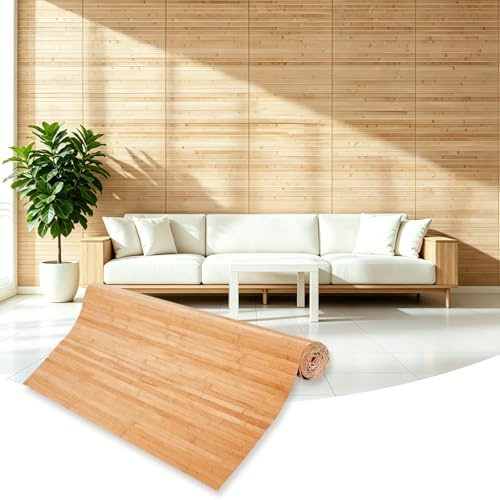 Bambu väggpanel, väggbeklädnad bambu, naturlig inre väggdekoration av karboniserad bambu, förnybara paneler för vägg, tak, möbler, skåp, kontor (30 x 244 cm)