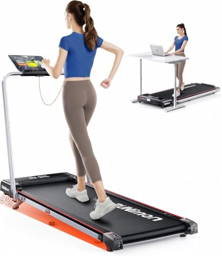 6 in 1 Folding Treadmill with 9% Incline, Walking Pad Treadmills for Home Foldable,2.5HP Under Desk Running Pad Walk Pads Treadmill 1-12KM/H with LED, Magnetic Remote&APP Control