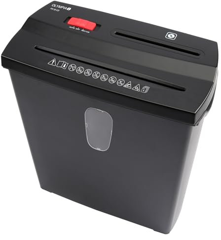 Olympia - Aktenvernichter Schredder Sicherheitsstufe P2 - Papierschredder bis zu 8 Blatt - Aktenschredder Streifenschnitt - Reisswolf schwarz