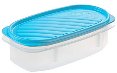 Tatay Tupper Hermético 0,5L Top Flex | Tapa a Presión | Recipientes Herméticos Para Alimentos | Apto Microondas, Lavavajillas, Nevera, Congelador | Plástico Libre de BPA | 18,4x9,7x6,1 cm, Azul