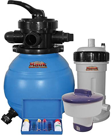 Mauk 1601 Sistema di filtraggio a sabbia 90 W con distributore di cloro e kit di test, 12 L