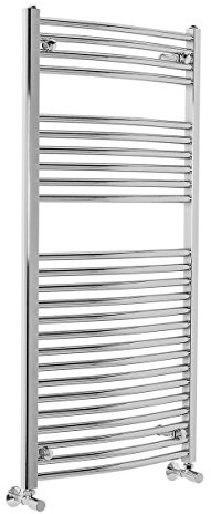 Warmehaus Curved Heated Bathroom Towel Rail Radiator 1200x600 Chrome | Wall Mounted, Contemporary Kitchen Ladder Warmer, Steel, Corrosion Resistance, Durable Finish, Central Heating