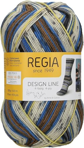 REGIA 4-fädig Design Line by ARNE & CARLOS 9801270-02460 bamble Handstrickgarn, Sockengarn, 100g Knäuel