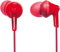 Panasonic RP-HJE125E-R Ergofit In Ear Wired Earphones with Powerful Sound, Comfortable Non-Slip fit, Includes 3 Sized Ear Buds - Red