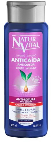 NaturVital Anti-Breakage Hair Loss Shampoo for Long Hair | Paraben and Silicone Free | with Saw Palmetto + Ginseng + Caffeine - 300 ml