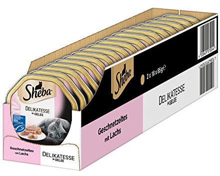 Sheba Katzenfutter Genuss in Gelee Geschnetzeltes mit Lachs (MSC), 36er Pack (36 x 85 g)