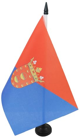 AZ FLAG Drapeau de Table Lanzarote 21x14 cm Polyester 100D Socle Plastique | Usage intérieur Drapeau de bureau espagnol finition cousue et bords renforcés avec mât en plastique et socle en plastique
