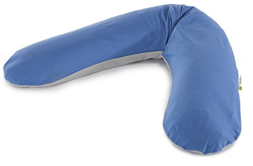 Theraline Das Original Stillkissen 190 cm inkl. Bezug BIO grau/mittelblau