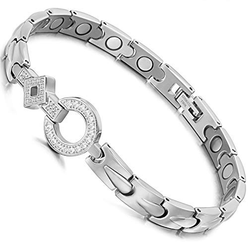 RainSo Ms. Elegantes Titan Stahl Armbant Mit Magneten(Silber).Armbänder Können Arthritisschmerzen Lindern.Hochwertige Geschenke, Exklusive Verpackung