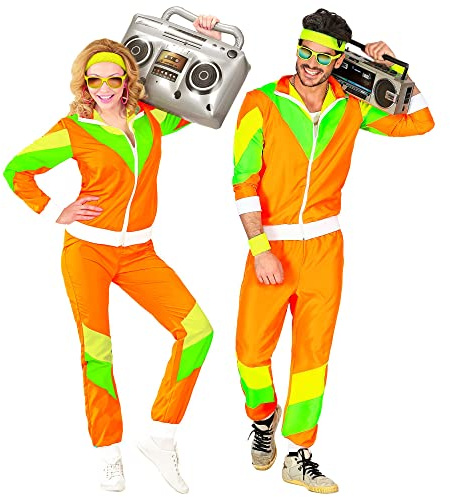 W WIDMANN MILANO Party Fashion - 80er Jahre Trainingsanzug | Kostüm mit Jacke und Hose im Retro-Look, Jogginganzug für Karneval, Mottoparty, Festival