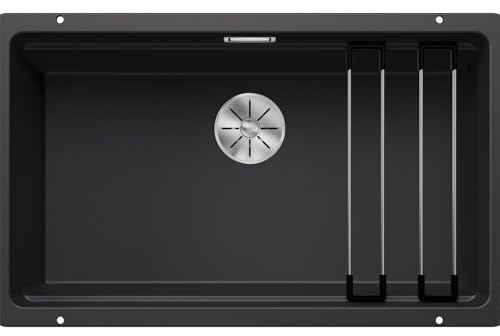 BLANCO ETAGON 700-U | Granitspüle aus SILGRANIT schwarz | [73x46x21,2 cm] | für 80 cm breite Unterschränke | Systemkonzept mit vielseitig verwendbaren ETAGON-Schienen