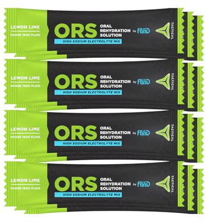 Fluid Tactical - ORS (Oral Rehydration Solution), Recover Faster, Extreme Dehydration Electrolytes, 12pack (Lemon Lime)