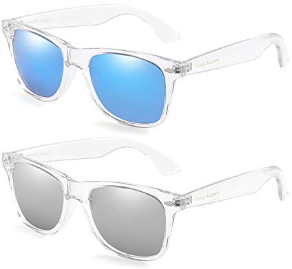 Long Keeper Polarisierte Quadratische Sonnenbrille für Damen Herren Vintage Klassisch Transparente Sonnenbrille Polarisiert Klassisch Stil Mit UV-Schutz