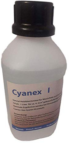 Cyanex das Ideale Holzbleichmittel | für Fachmann und Hobby-Handwerker | gebrauchsfertige Lösung | Bleichmittel Abbeizmittel (Cyanex I - 1 Liter)