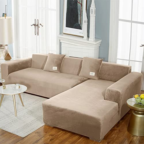 GUYIRT Samt-Plüsch-Couchbezug Stretch-Stuhlbezug Möbel Sofa Loveseat-Schonbezug Rutschfester 1-teiliger Universalbezug -4-Sitzer 235-300cm