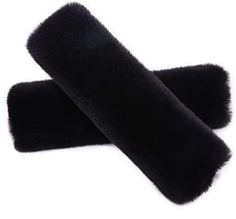 2Pcs Soft Plush Rabbit Fur Car Seat Belt Pads Fluffy Shoulder Strap Cover Seatbelt Protector Neck Cushion Protector Car Accessories for Adults Kids(Black)