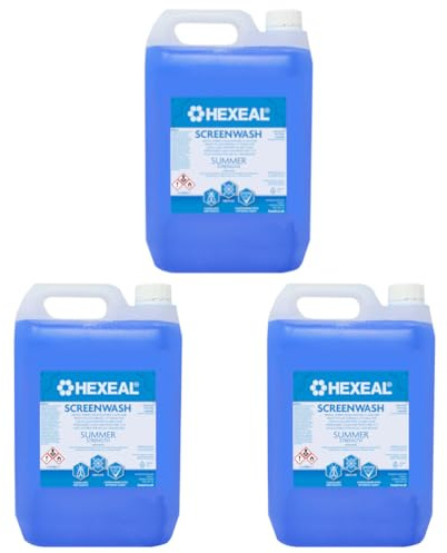 Hexeal 15L Screenwash - Summer Strength & Ready To Use | 3 x 5L - Windscreen Wiper Fluid for Summer Protection. Improves vision, reduces frost & buildup of dirt