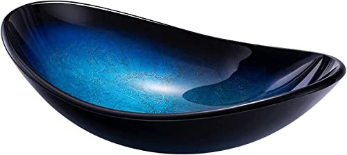 Vanity Cabinet Countertop Washbasin Tempered Glass Countertop Oval Wash Basin with Drain Combo, Vanity Bathroom Sinks Above Counter,12MM Thick,Hand Carved (Color : Style C)