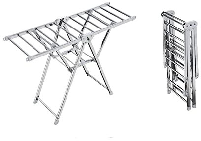 Wäscheständer/Wäschetrockner Edelstahl faltbarer Bodentrockner Kleiderkleiderregal, 2-stufiges Doppelflügel-Design, multifunktionales faltbares Wäscherei-Trocknerstange Rack Clothes Drying Rack ( Size