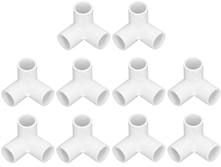 PVC-Winkelverschraubungen, 10 Stück Schnell-Reduzierrohrverbinder, 3-Wege-Rohrverschraubungen, Rechtwinkliger T-Eckverbinder aus PVC-Kunststoff, 20 Mm, 3-Wege-Rohrverschraubungen (Weiss)