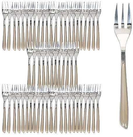 Ritzenhoff & Breker Beauty Lot de 60 fourchettes à dessert, taupe, pour 60 personnes, en acier inoxydable poli et plastique, pour petit déjeuner, déjeuner, café et dîner, hôtel, gastro