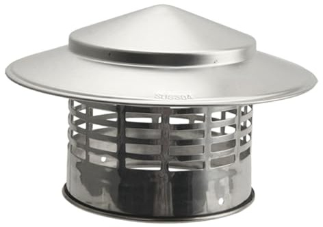 Baoblaze Kamin Schornstein Abdeckung, Schornsteinaufsatz Edelstahl, Schornsteinabdeckung, Regenhaube aus Titanzink Abdeckung für Kaminrohr Rauchrohr Schornstein, Innendurchmesser 110 mm