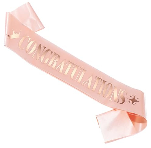 Congratulations Sash for Girl Women,Rose Gold Satin Gold Foil Glitter Sash,Birthday,Wedding, Retirement,Graduation,Job,Promotion Celebration,Award Ceremony,Baby Shower Party Sign Decorations Gifts