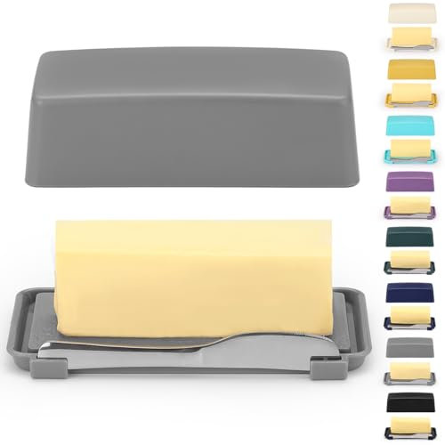 Mantequera Con Tapa Para Encimera, Kyraton Mantequillera Con Rascador De Acero Inoxidable, Plásticos Butter Dish, Regalo De Cocina Para Esposa, Madre.