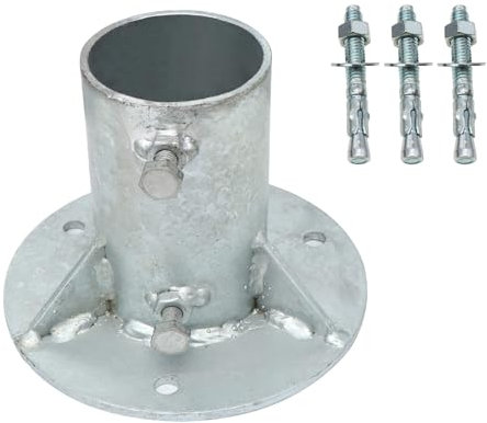 Aiwaiufu Chain Link Fence Post Base, Round Post Base Mount Bracket, Base Flange, for Holding Fence Deck Railing Mailbox Flag Posts (Galvanized, Fit Posts 2-3/8 OD)