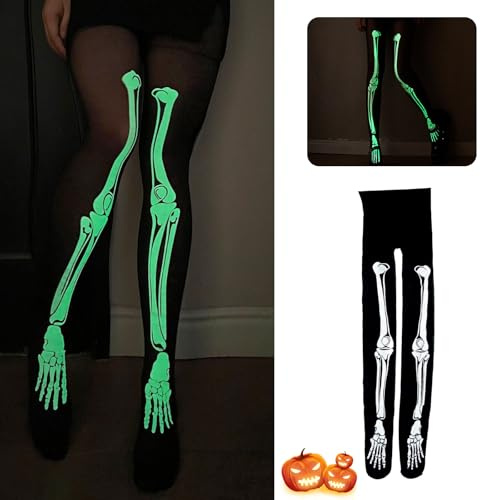 HIQE-FL Netzstrumpfhose Schwarz,2 Stück Skelett Strumpfhose,Spinnennetz Strumpfhose,Halloween Skelett Kostüm,Skelett Strumpfhose Damen,Netzstrumpfhose Schwarz Halloween,Halloween,Karneval,Mottoparty