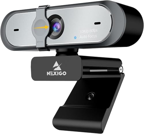 NexiGo Webcam N660P (Gen 2) 1080P 60FPS con controllo software, doppio microfono e copertura, autofocus, webcam USB HD, per OBS/Gaming/Zoom/Skype/FaceTime/Teams/Twitch