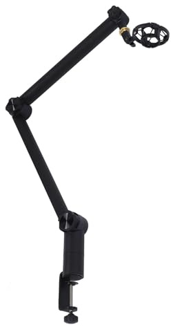 Professional Microphone Boom Arm Stand, Adjustable Desk Mount, Aluminum Alloy Construction, Foldable Design with Cable Management for Studio Recording, Podcasting