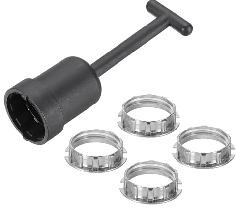 PATIKIL G9 Luz Casquillo Anillos Kit, Adaptador de Sujeción 4 Anillos de Aleación de Zinc de Repuesto con Herramienta de Extracción para Anillo de Collar, Tono Plateado de 95mm