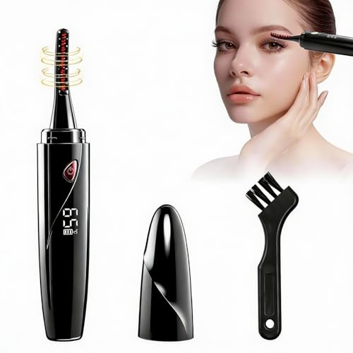 Beste beheizte Wimpernzange 2025 – Wimpernzange mit Wimpernkamm – beheizte Wimpernzange LED-Anzeige 3 Temperatureinstellungen USB-Aufladung Natürliches Curling 24H für Frauen Make-up Werkzeug