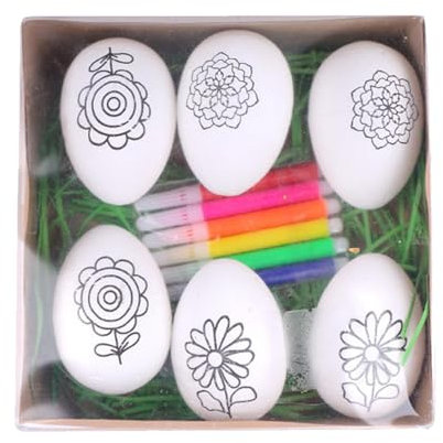 Dipingendo Uova Di Pasqua - Kit Doodle Di Uova Di Pasqua | Kit Di Pittura Di Uova Di Pasqua, Kit Da Colorare Per Tinture Per Uova Artistiche E Artigianato, Uova Verniciabili 6x, Kit D'arte Di Uova Di