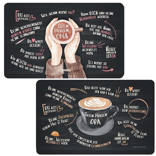 Frühstücksbrettchen Set „Guten Morgen“ für Oma und Opa – Geschenk für Großeltern, Geschenk für werdende Großeltern, liebevolle Botschaft, Geschenk für Oma & Opa, robust & langlebig